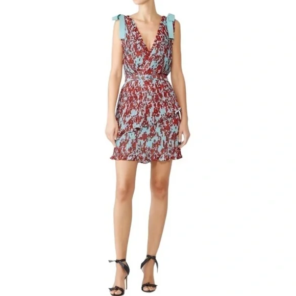 La Maison Talulah Superbloom Mini Dress Red Blue Size L - Picture 3 of 16